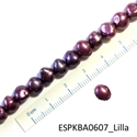 Perler barok, i pakning af 10 stk., ca. 6x7 mm, lilla med rødlig skær. 