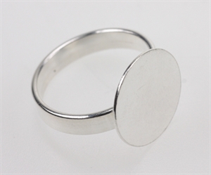 Fingerring, sølv,  14 mm plade