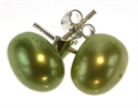 Ørestik m. perle, olivengrøn