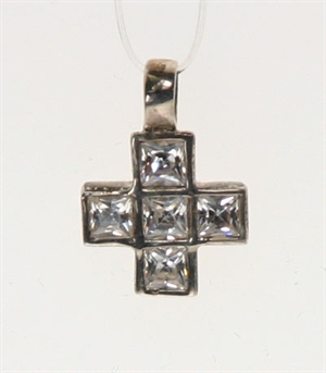 Kors i 925-sølv m. zirkoner